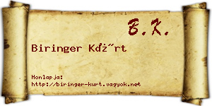 Biringer Kürt névjegykártya