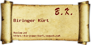 Biringer Kürt névjegykártya