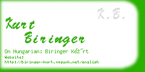 kurt biringer business card